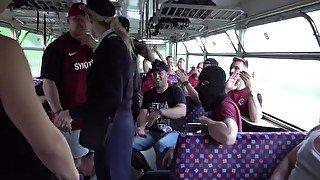 Blonde Fucked In All Holes In Group Sex On The Bus With Florane Russell