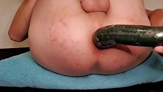 Vegetarian Anal Training Big Load on Zucchini to put on my pussyboy