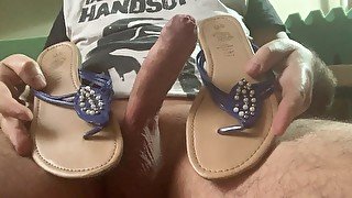 Blue smelly thong sandal fucked