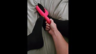 Vibrator footjob in socks