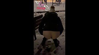 HAIRY HOT WIFE LOVES PEEING IN THE SNOW