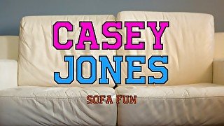 Teen fingers and spread tight pussy as she squirts puddles on Sofa fun Ep1 / Casey Jones