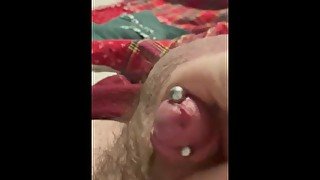 Pierced cock handjob