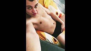 Twink boy masturbating