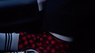 Public femboy/crosdresser jerks off in car with huge cumshot