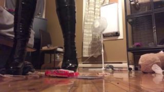 Mistress samantha in boots crushes everything she sees