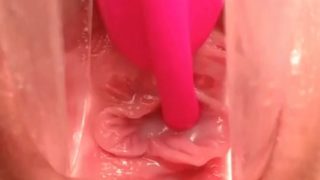 Ohmibod creamy cum speculum deep inside cervix