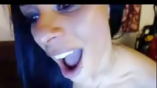 Crazy black chick deepthroats herself DTD