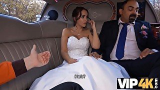 Watch as a random stranger scores a bride in the wedding limo with his POV blowjob skills