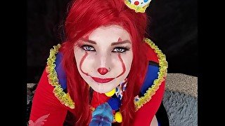 Tiny Teen Clown Takes HUGE Creampie By LARGE Bad Dragon Toy - Full Video