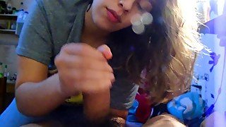 POV Beautiful latina licking cock