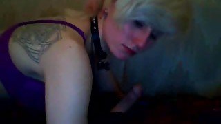 Pale Blonde Tattooed teen 18+ tried to Deepthroat Cock