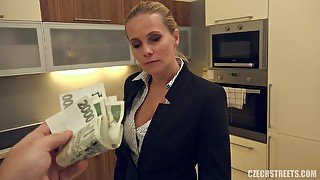 Hot real estate agent agrees to be fucked in all holes