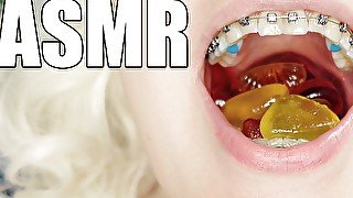 Braces fetish ASMR video mukbang