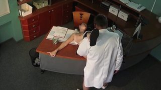 Doctor fucks sexy babe in waiting room on security cam