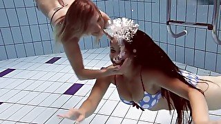 Iva and Paulinka big tits teenis in the pool