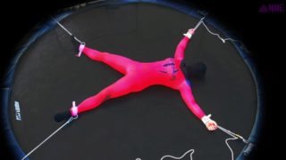 Spider woman cosplay self bondage