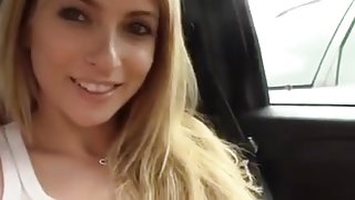 American blonde, public squirt in car.