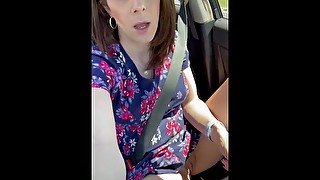 Spreading Legs & Showing Off Pussy While Driving