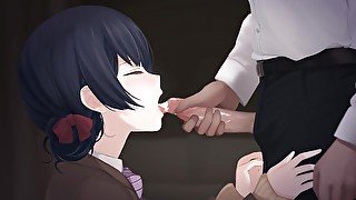 Idol Master - Rinze Morino Blowjob Deepthroat Double Cumshot Swallow