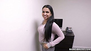 Cute Latina babe with nice boobs Ada Sanchez gives head in POV