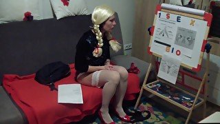 Russian Blond Hair Student Fucks During Lesson Of Anatomy