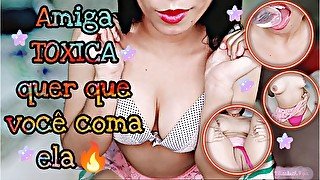 JOI PUNHETA GUIADA-melhor amiga TOXICA pede para você gozar na buceta dela/sexo virtual/ASMR/rabuda