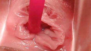 Sexy girls uses speculum and vibrator