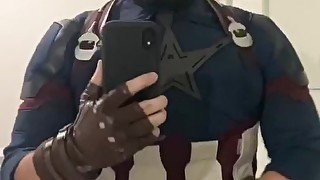 Captain America cosplayer cums for his country