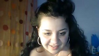 Cute curly long haired web cam lady showed what she got to lure me