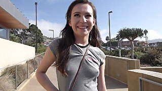 Petite 19 year old brunette coed gets fucked by an amateur with a camera - Bang