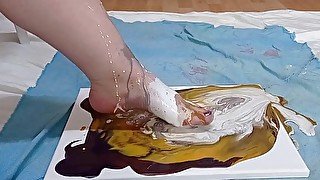 Paint pouring over my FEET - liquid art