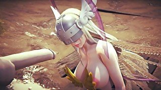 Angewomon Deepthroat Blowjob  Digimon Hentai Parody