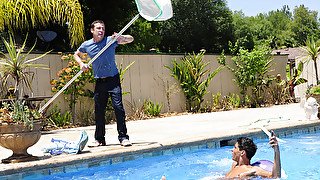 Pool side sex with the guy who cleans the pool