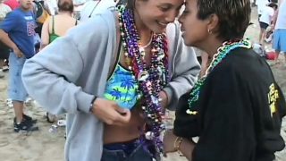 These Latina chicas get wild and crazy at a huge Mardi Gras party