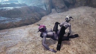 Draenei Girl on Draenei Girl Action in a Cave  Warcraft Porn Parody