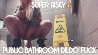 Blonde PAWG teen riding dildo on a dirty bathroom floor - effygracecams