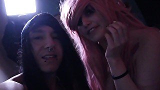 Yuno makes a squirt fountain  A geeky couple orgasms  Yuno Gasai Cosplay AHEGAO