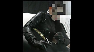 Smoking fetish wife in leather gloves causes cum explosion