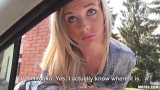 Slim and lean blonde hitchhiker getting fucked by her driver