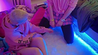 Girl and Femboy have fun at home alone