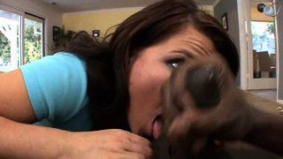 Cute white teen nursing on huge black meat