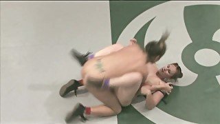 Busty girls wrestling - winner fucks loser