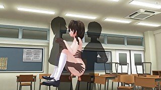 3D HENTAI Double penetration in a schoolgirl in the lifting position