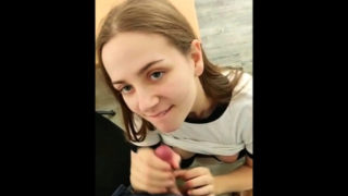 Cute brunette girlfriend puts her blowjob skills on display