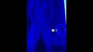 Masturbate and cum on mirror blacklight