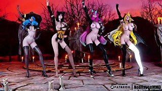 [MMD]CHUNG HA - Snapping (Gwen/Ahri/Xayah/Soraka) [Fixed Cam Strip ver.]