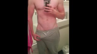 Daddy shows off his muscular body and huge cock