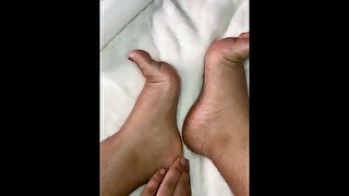 Putting Creamy Lotion On my feet