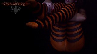 Foot Worship JOI: Halloween Pantyhose Stripes in the Dark - nylons pantyhose worship pantyhose feet